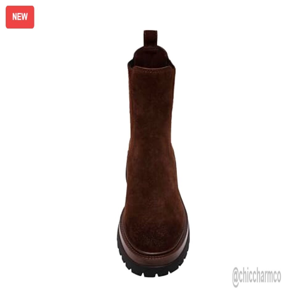 Women's Suede Platform Chelsea Boots, Ankle Bootie, 1.25 Inch Heel - Picture 5 of 7